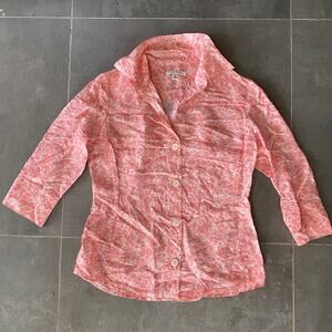 Banana Republic M Pink & White Floral 100T‎ Silk Blouse ULTRA LIGHTWEIGHT